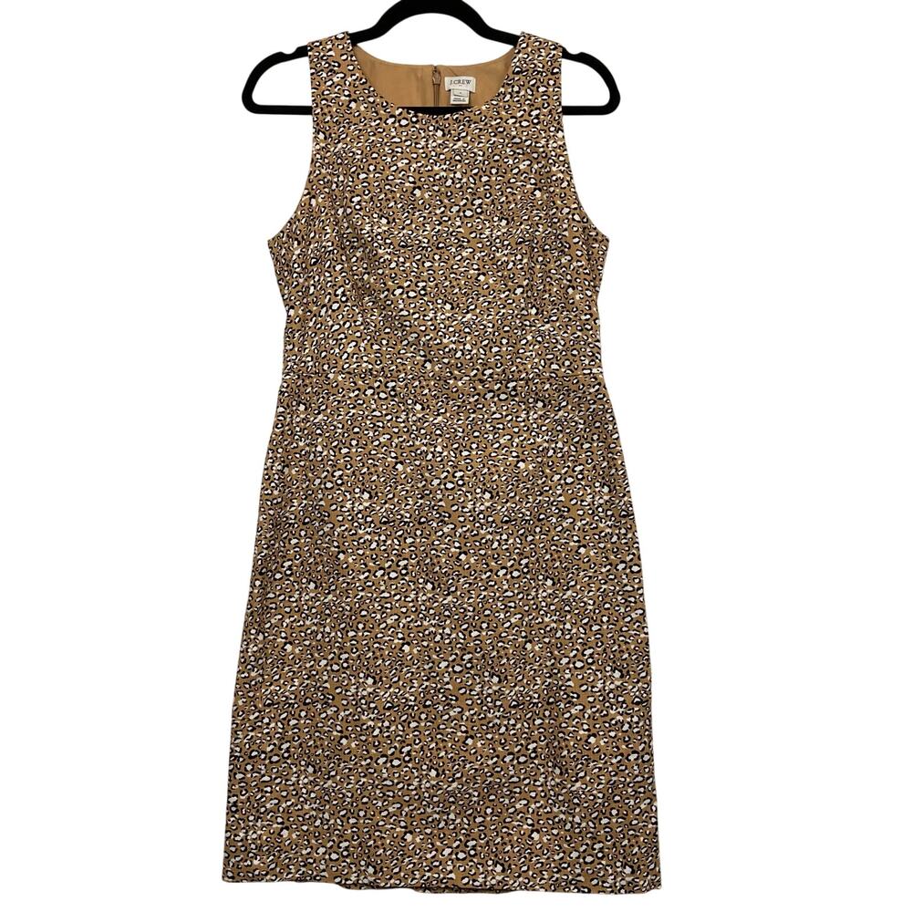 J.Crew Basketweave Sheath Dress Brown Tan Animal Print Leopard Career Size 6